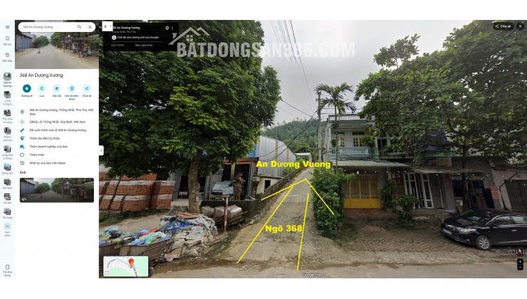 Bán đất ngõ 368 An Dương Vương, TP Hòa Bình (nay là tỉnh Phú Thọ), diện tích 854.2m2, miễn TG